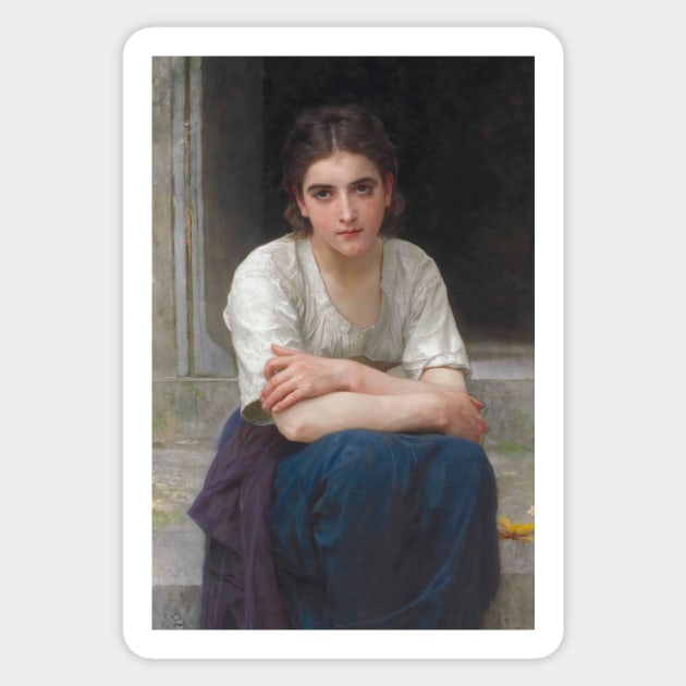 Reverie Sur le Seuil by William-Adolphe Bouguereau Sticker by Classic Art Stall